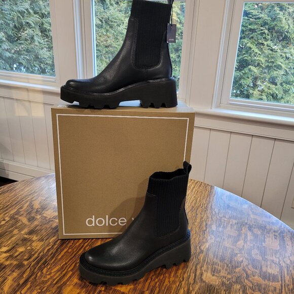 NEW Dolce Vita Hoven H2O Boots. Black Leather. Platform. Waterproof. 7. - Picture 5 of 16